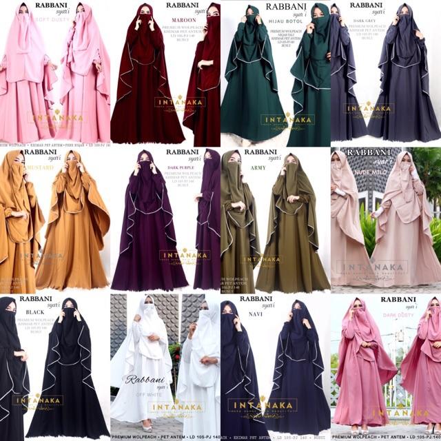rabbani syari set gamis dress busui khimar intanka (black)
