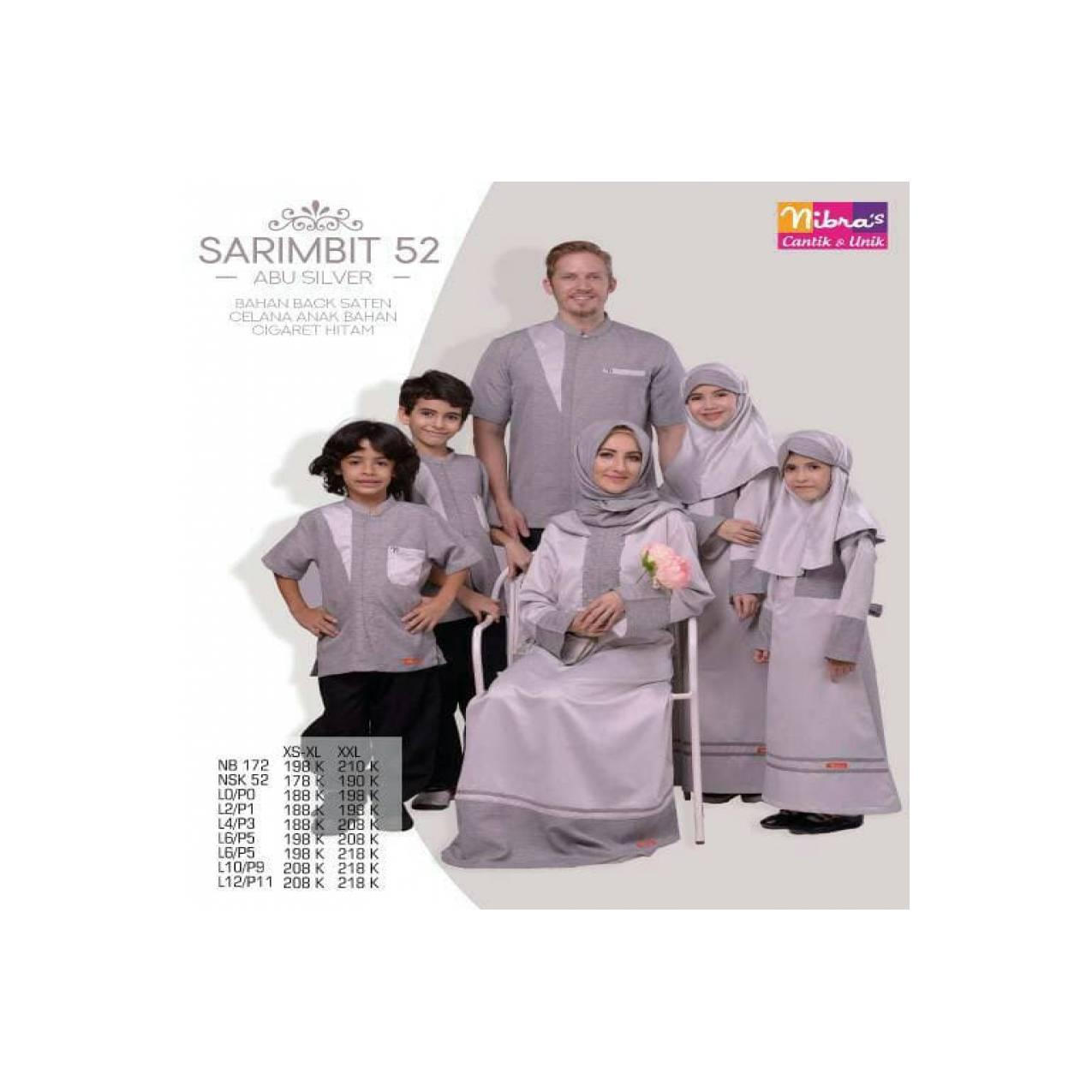 Nibras Sarimbit 52 Abu Silver - Back Satin - Jual Baju Keluarga Muslim