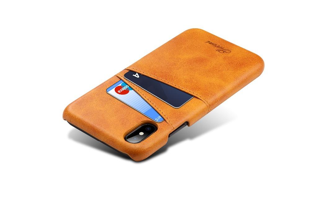 Fashion Kreatif Lembut Kulit Penutup Belakang dengan Tempat Kartu Tahan Lama Non-Slip Shockproof Yg Tahan Pukulan Penuh Pelindung Casing Ponsel untuk iPhone X