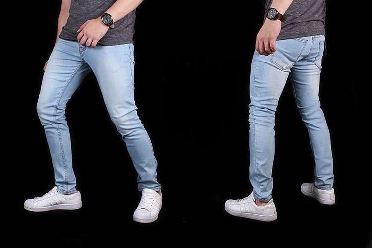 KS Celana jeans pria / jeans skinny fit (biru wash)