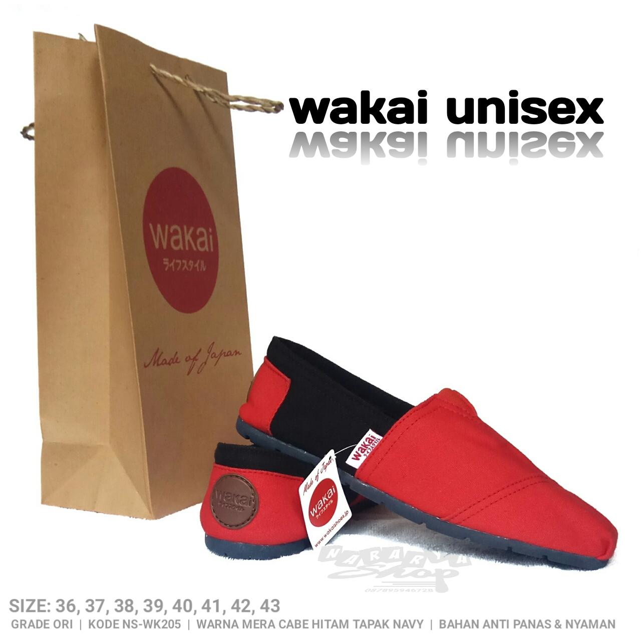 Sepatu wakai merah hitam sepatu unisex sepatu pria sepatu wanita sepatu wakai