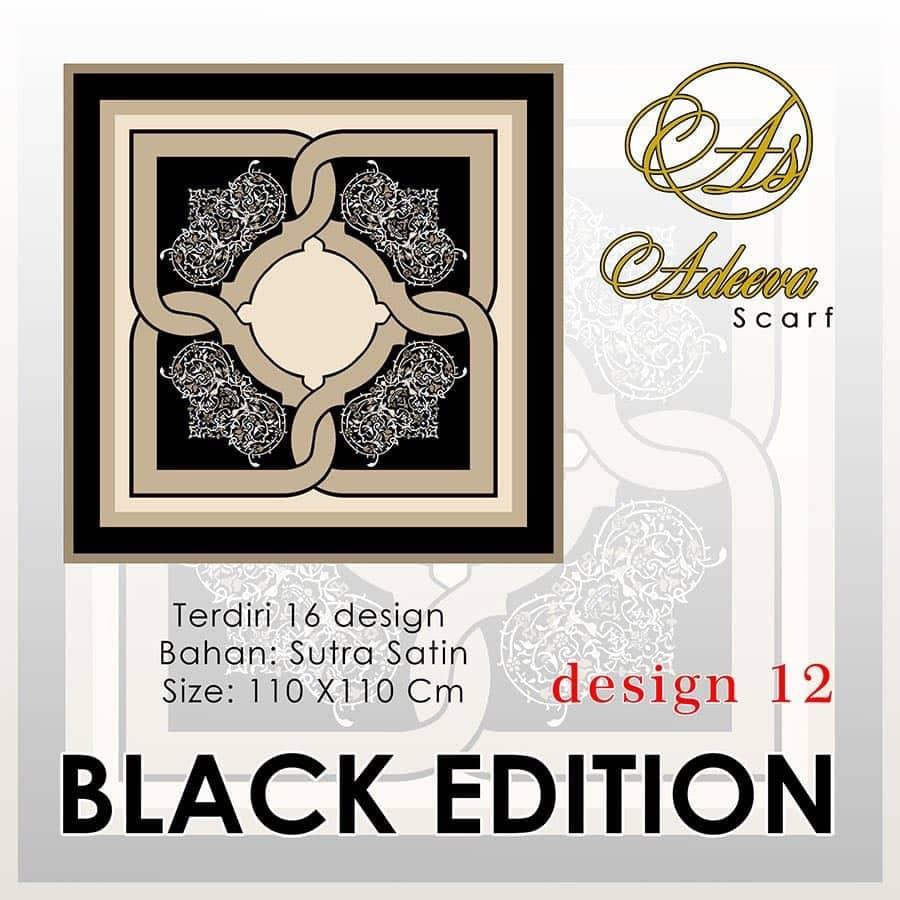 Hijab Segi Empat Motif BLACK EDITION Bahan Sutra Satin