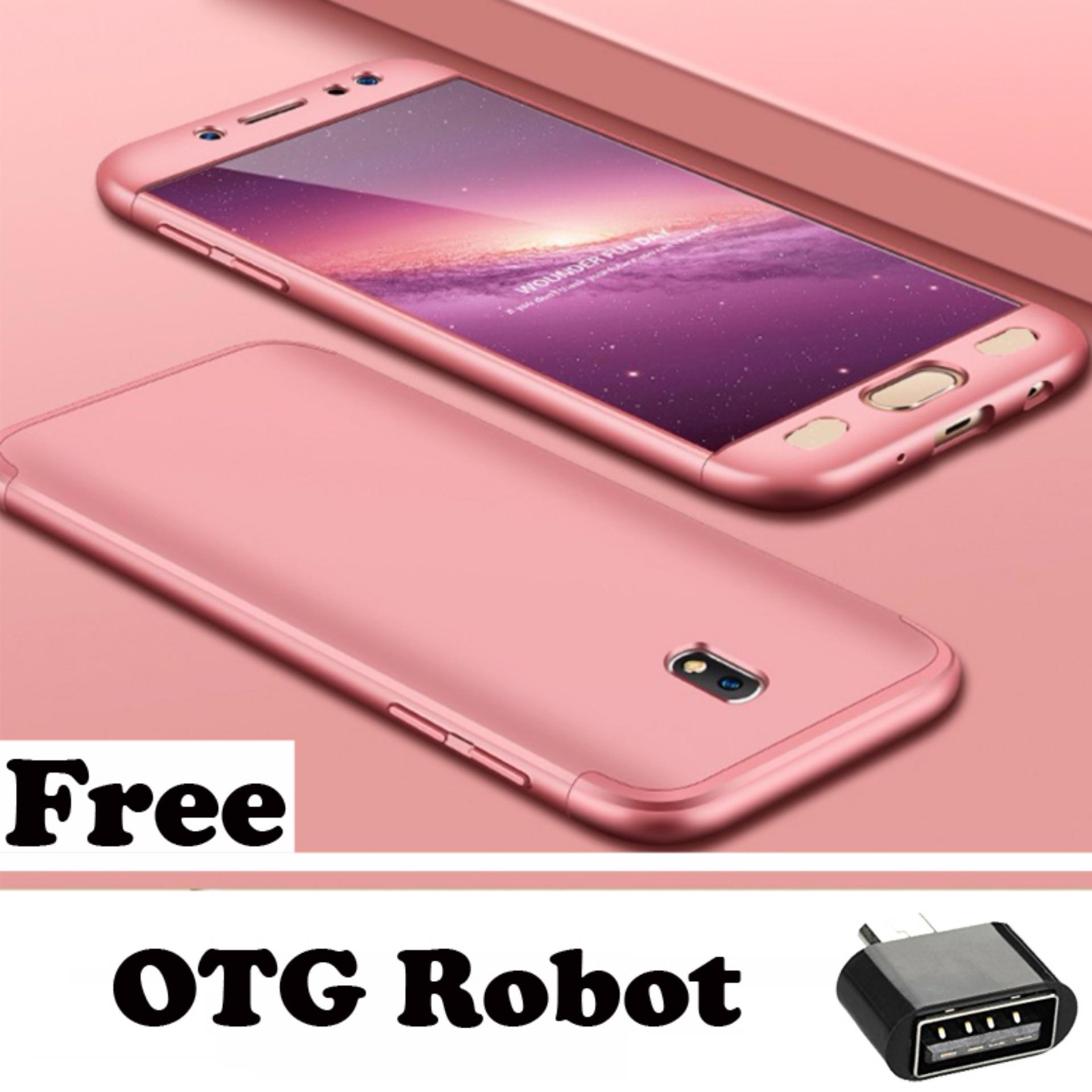 360 Full Protection Case Elite Untuk Samsung Galaxy J5 Pro Full Body Protection Shockproof Baby Skin Cover - Rose Gold - Free OTG