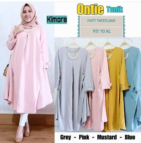 Grand LMS Ontie Tunik Bahan Twistcone Fit to XL / Tunik Panjang Wanita / Baju Muslim / Pakaian Muslim / Atasan Muslimah / Kemeja Muslim / Kemeja Tunik / Kaos Muslim / Kaos Tunik / Lengan Panjang / Twistcone / Baju Bagus / Harga Grosir / Terbaru