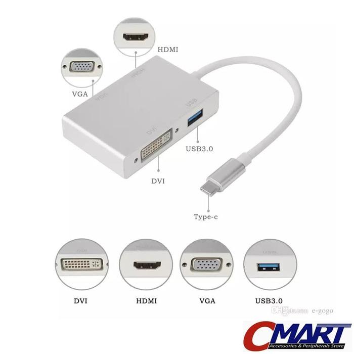 Kabel USB Type C to VGA DVI HDMI & USB Adapter - CON-UB31TCMVGHDDVUB3