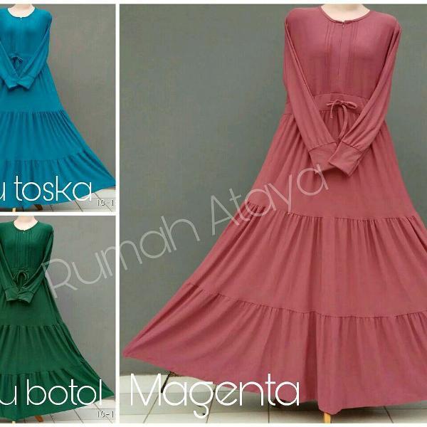 Promo Hari Ini Gamis AINUN SUSUN Jersey Super - FIT To XL Untuk Lebaran
