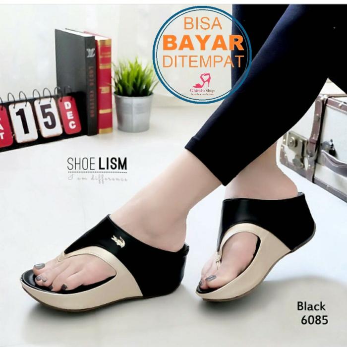Sandal Wanita Murah Wedges Murah GWS-1205 Model Terbaru Crocho Hitam