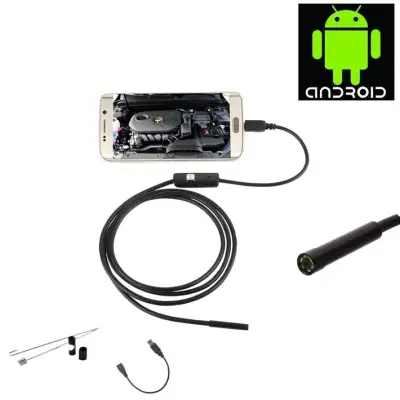 Android 7mm 4cm Focal Distance Endoscope Camera 720P 2M IP67 Waterproof - Black