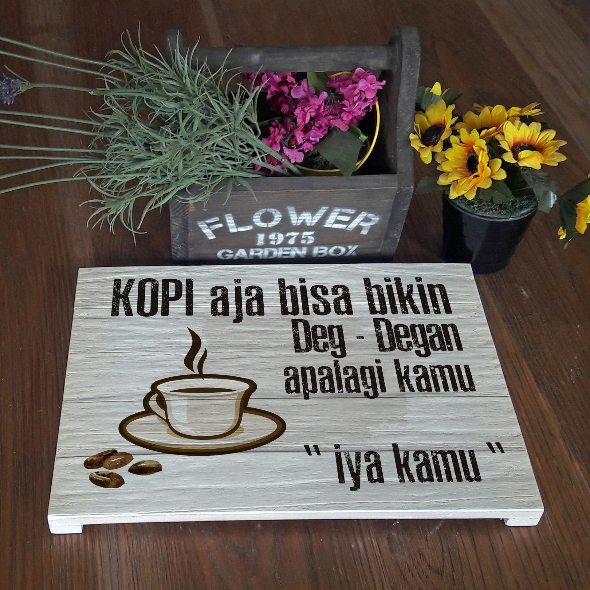 Poster Dinding Kayu Solid Coffee Funny Quotes