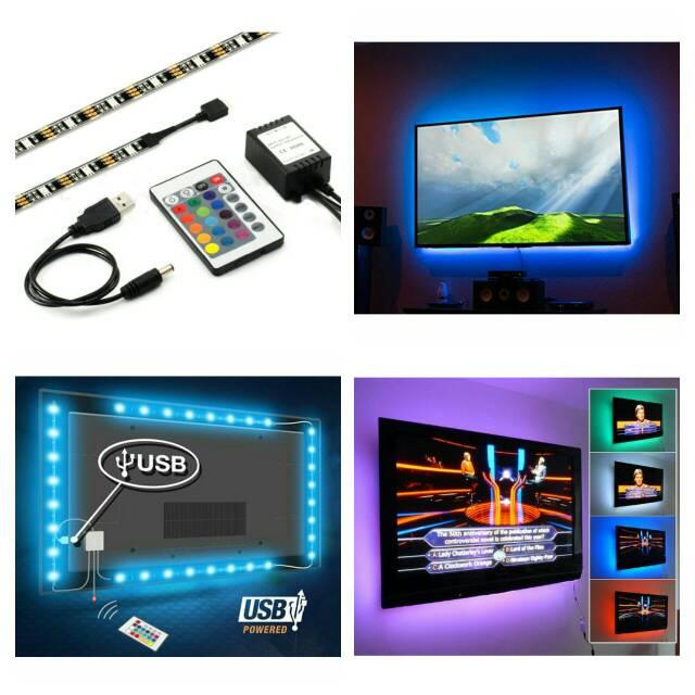 RGB Lampu Strip Led 50cm Hias Ruangan Meja PC Tv - 2Pcs