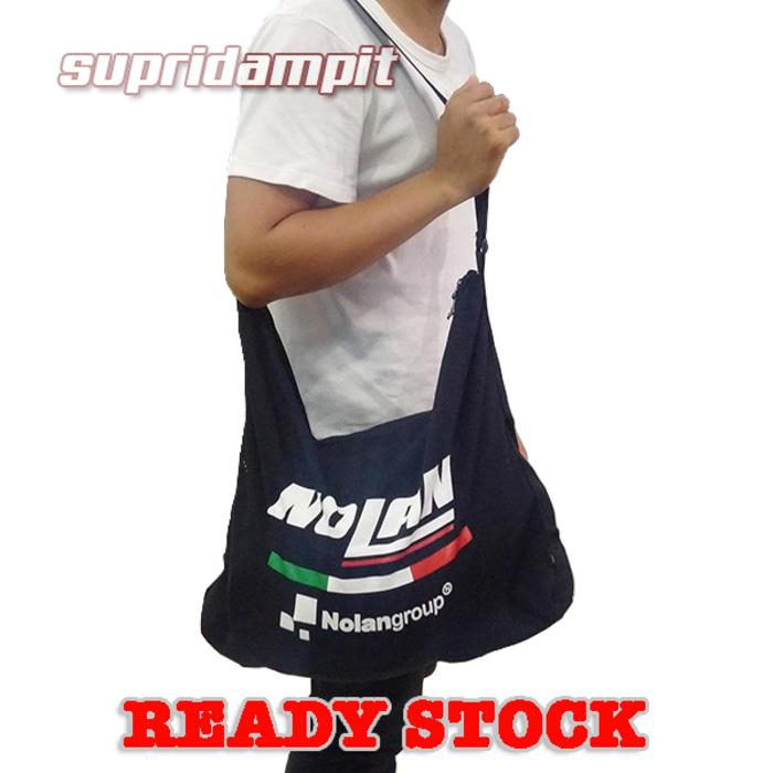 Helm Full Face | Helm Half Face | Tas helm bahan tebal halus besar ada tulisan nolan nya - Hitam