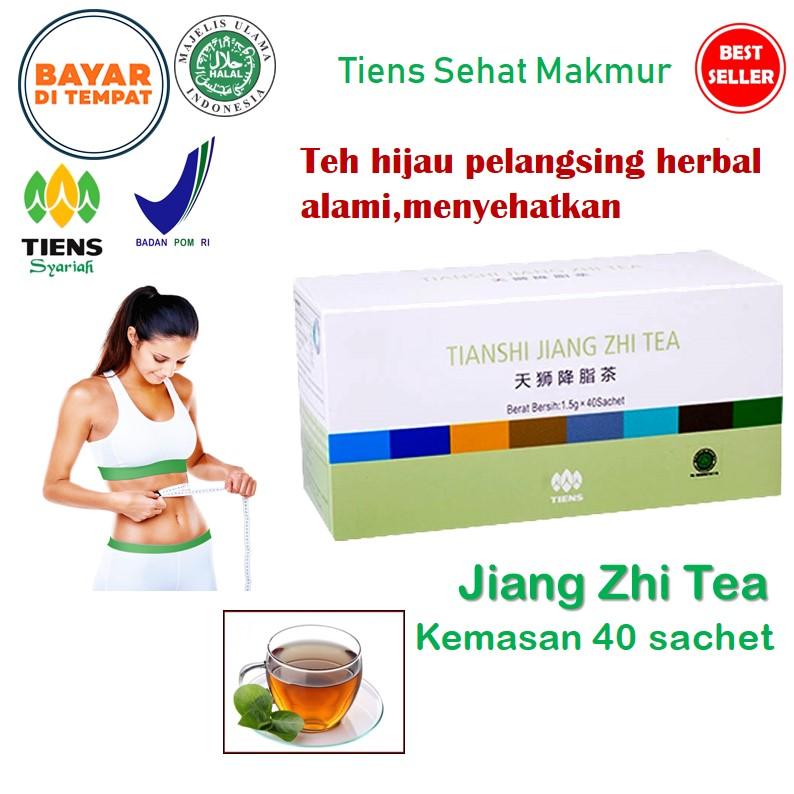 Tiens Teh hijau Jiang Zhi - isi 40 sachet | Teh Diet Peluntur Lemak | Penurun Berat badan | Susut Perut | Obat Pengecil Perut Buncit | Obat Pelangsing Herbal BPOM