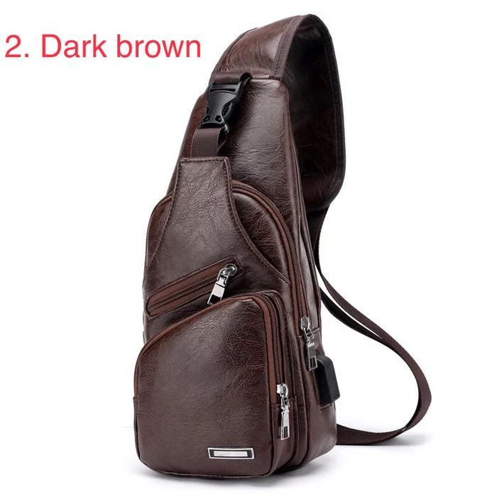 Talita Tas Pria - Tas Selempang Pria Sling Bag Kulit USB Port / Tas Impor Laki-Laki / Tas Kulit Pria / Tas Kerja USB