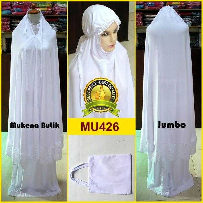 Mukena Jumbo Putih Polos Rendah Tempel