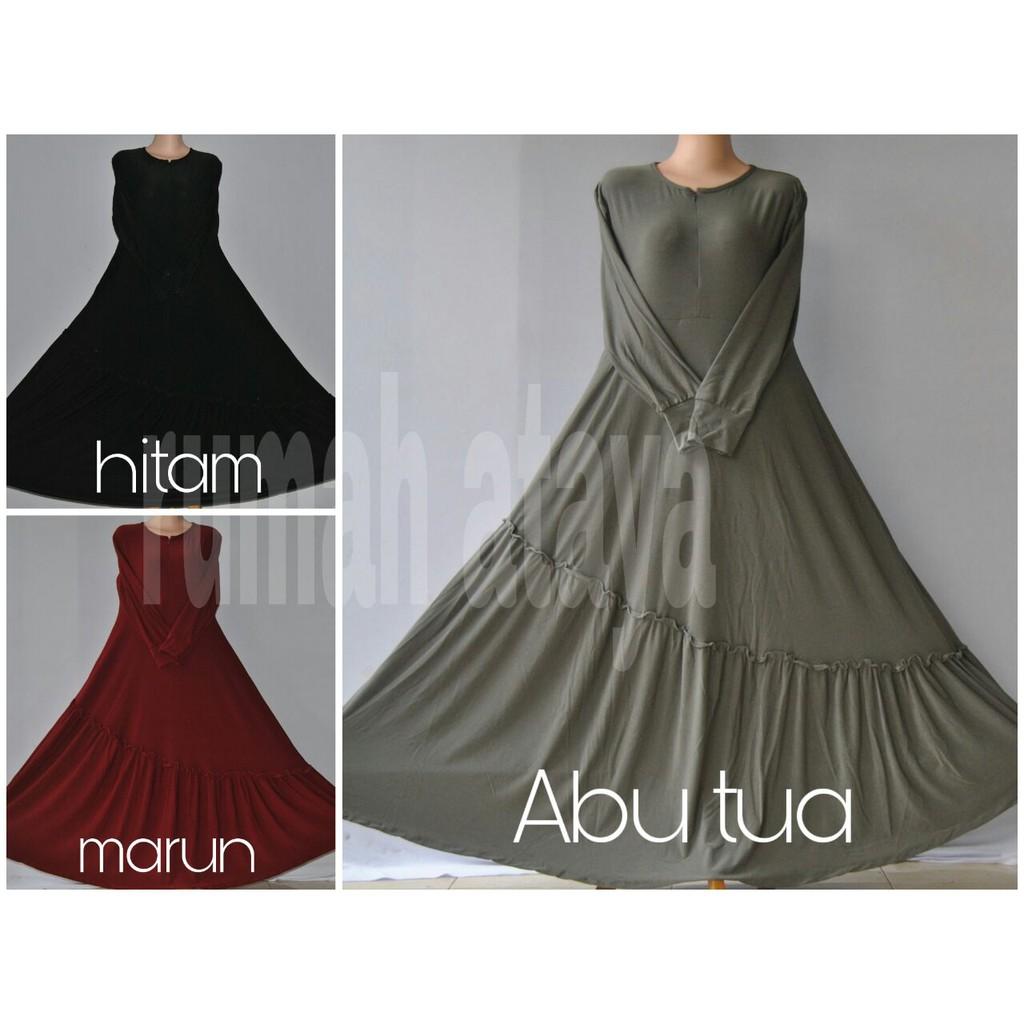 Gamis Jersey Susun Miring (SM - MERAH BATA)