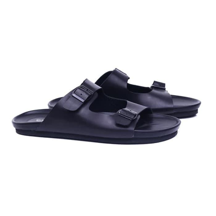 Sandal laki-laki/sandal pria Sandal Pria Slop Kulit Sandal Casual model terbaru keluaran terbaru kualitas bagus harga murah warna hitam