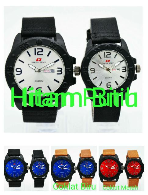 Jam Tangan Pasangan Couple Swis Army 1921 Kulit Tanggal Hari