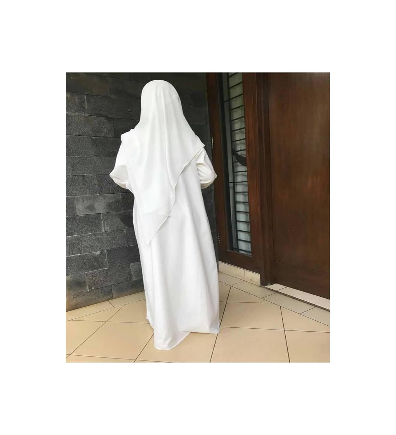 Gamis Putih Katun Ima Polos berfuring, untuk Ihram Haji/Umrah (Umroh)