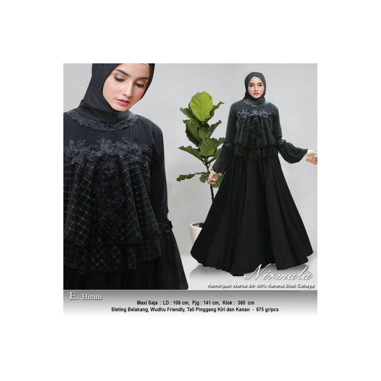 BAJU GAMIS PESTA MUSLIM GAMIS ARISAN Wisuda MEWAH NIRMALA WARNA HITAM