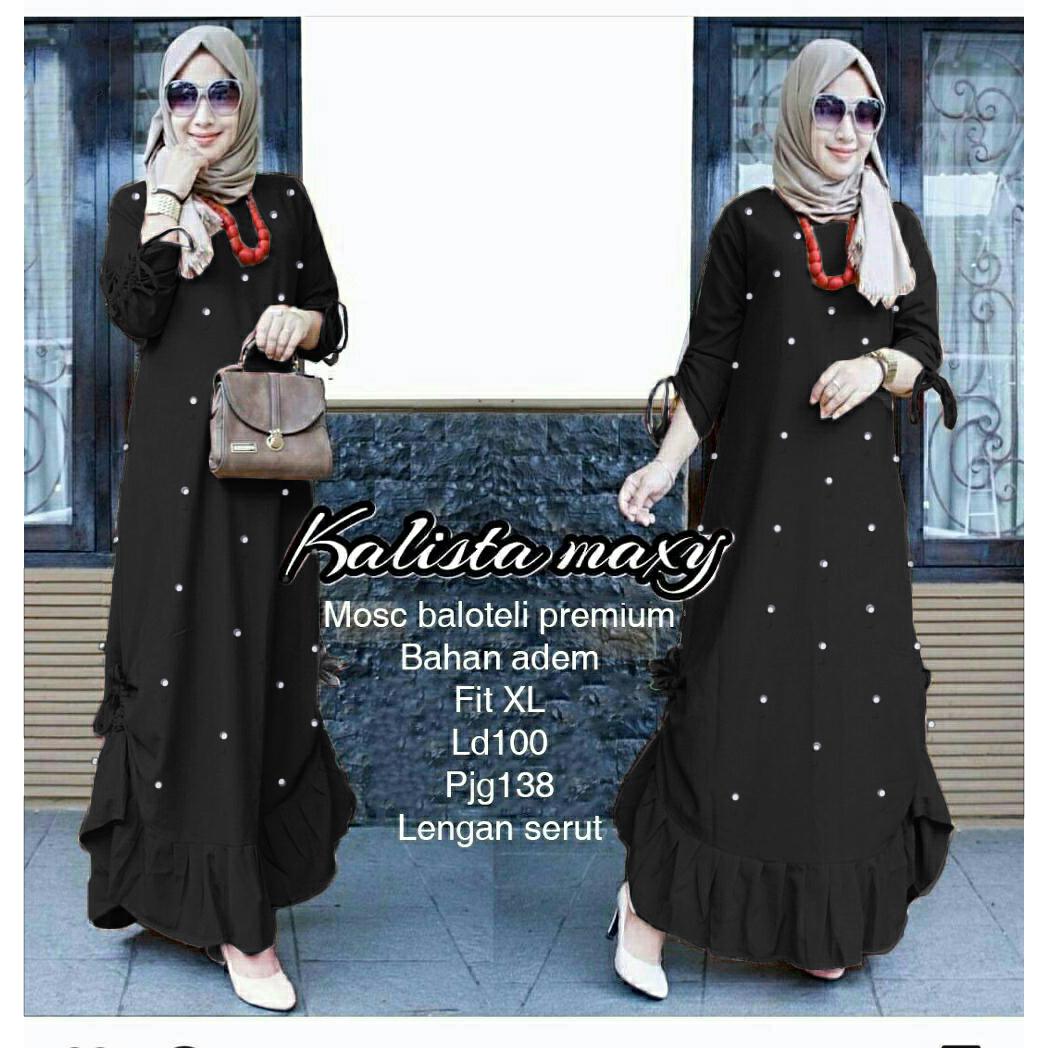 Ayako Fashion Lengan Panjang Maxi Mutiara Emma / Gamis Wanita Terbaru / Lengan Serut / Dress Muslim / Baju Muslim (6 Warna)