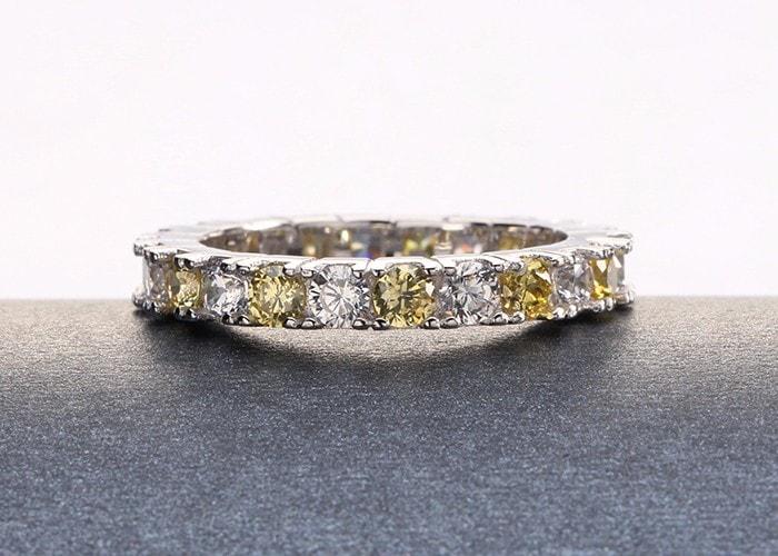 NEW Promo Perhiasan Cincin Silver Lapis Platinum Berlian CZ Imitasi Kuning Mewah BR167 Murah