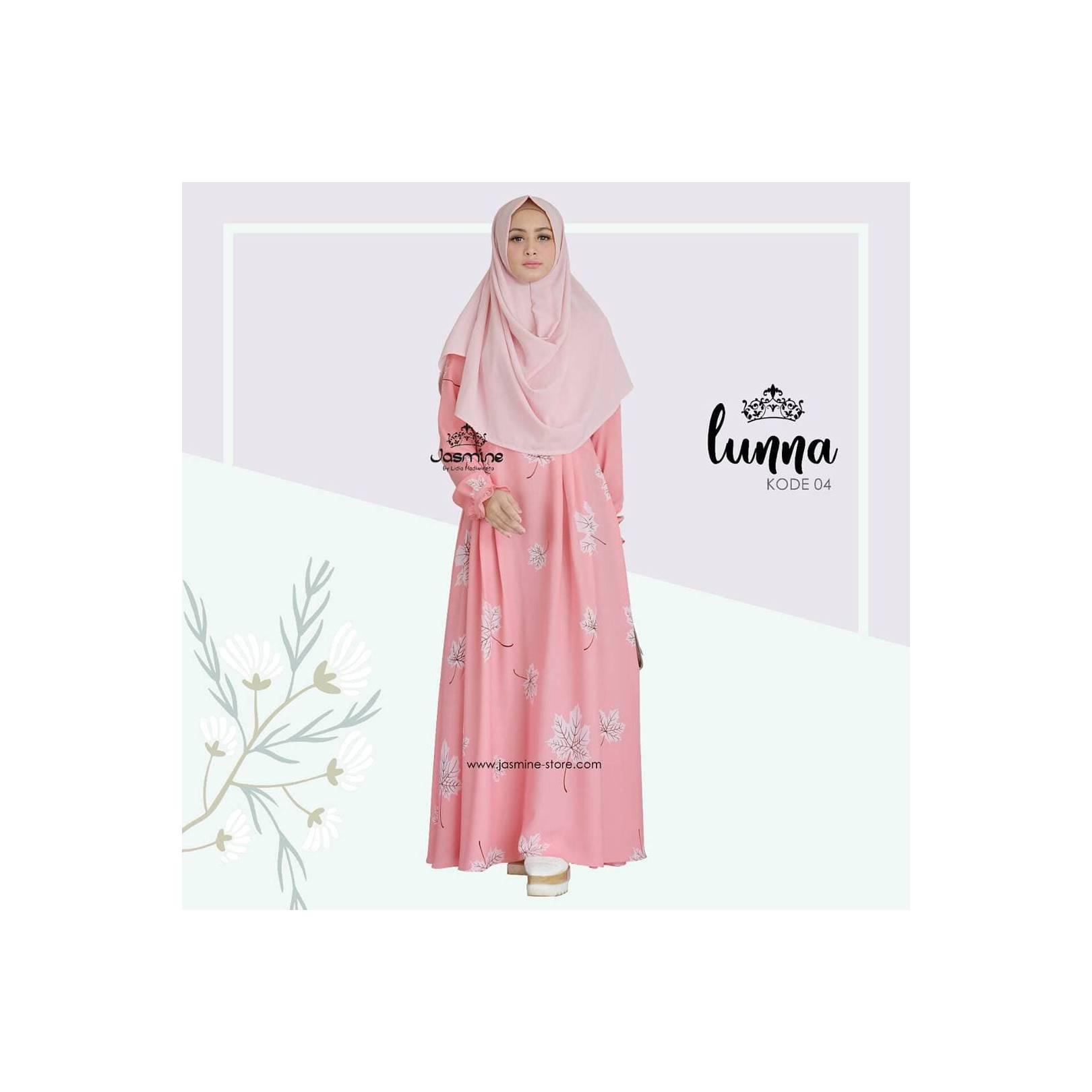 Gamis JASMINE LUNNA 04 Pinky Peach Premium Crepe