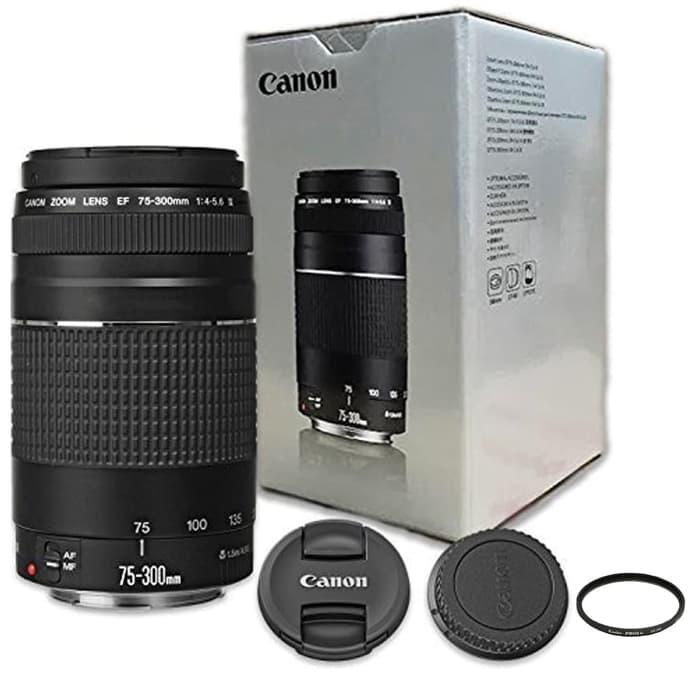 LENSA TELE ZOOM KAMERA DSLR CANON EF 75-300mm F4-5.6 III Free Filter