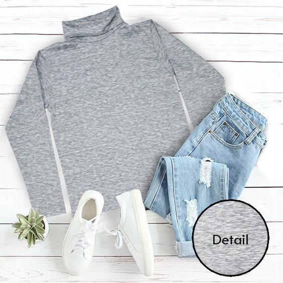 ELLIPSES.INC Turtle Neck Long Sleeve Wanita Warna Abu Muda / Light Grey ELLIPSES.INC Turtle Neck Long Sleeve Wanita Warna Abu Muda / Light Grey