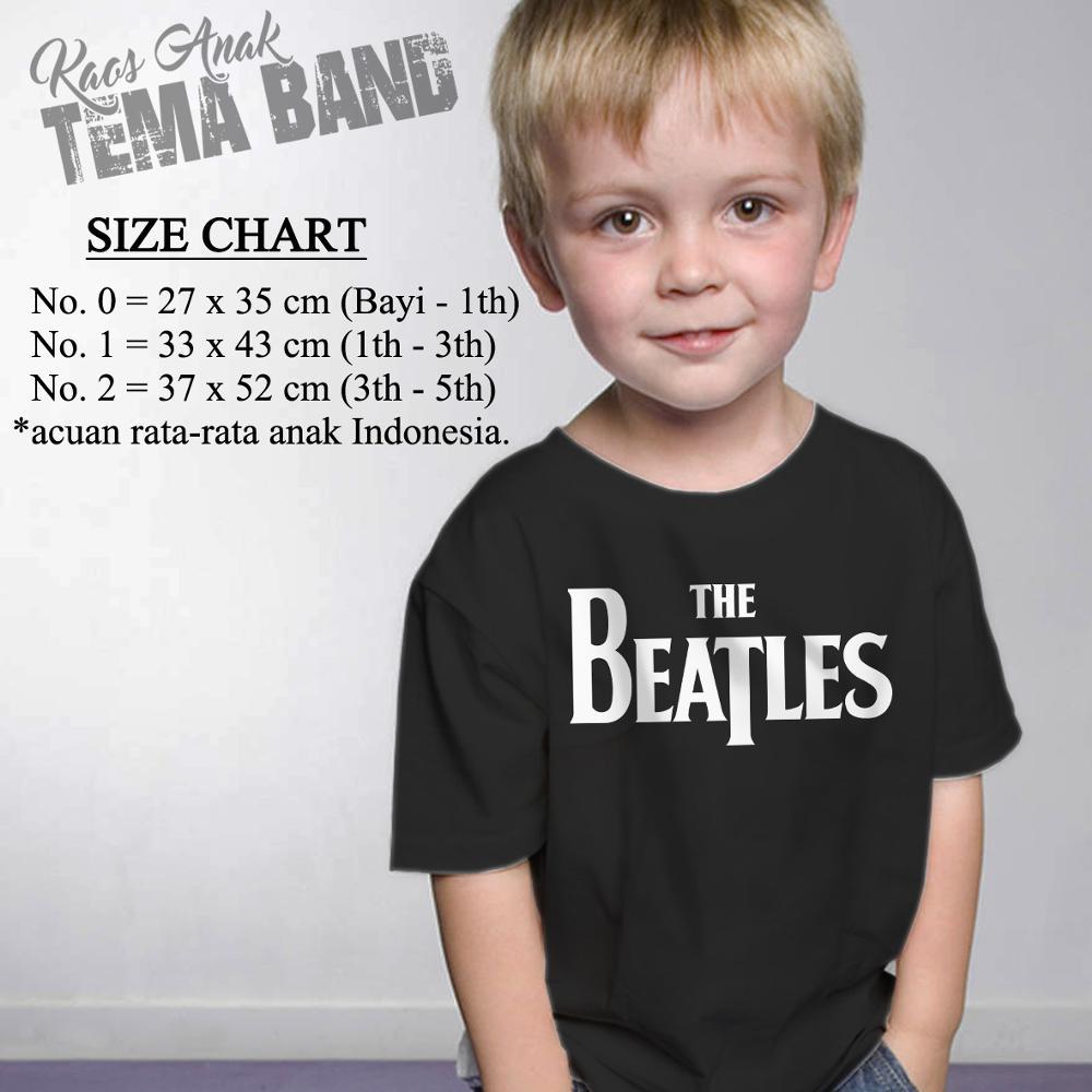 Kaos Anak Tema Band The Beatles #1 Hitam