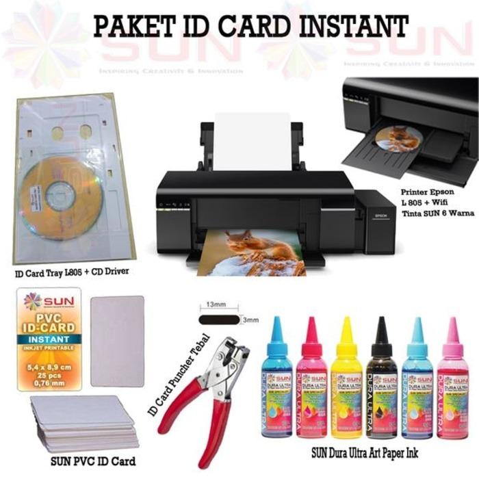 Paket Usaha ID Card Instan Printer Epson L805 Wifi - SUN Art Paper Ink