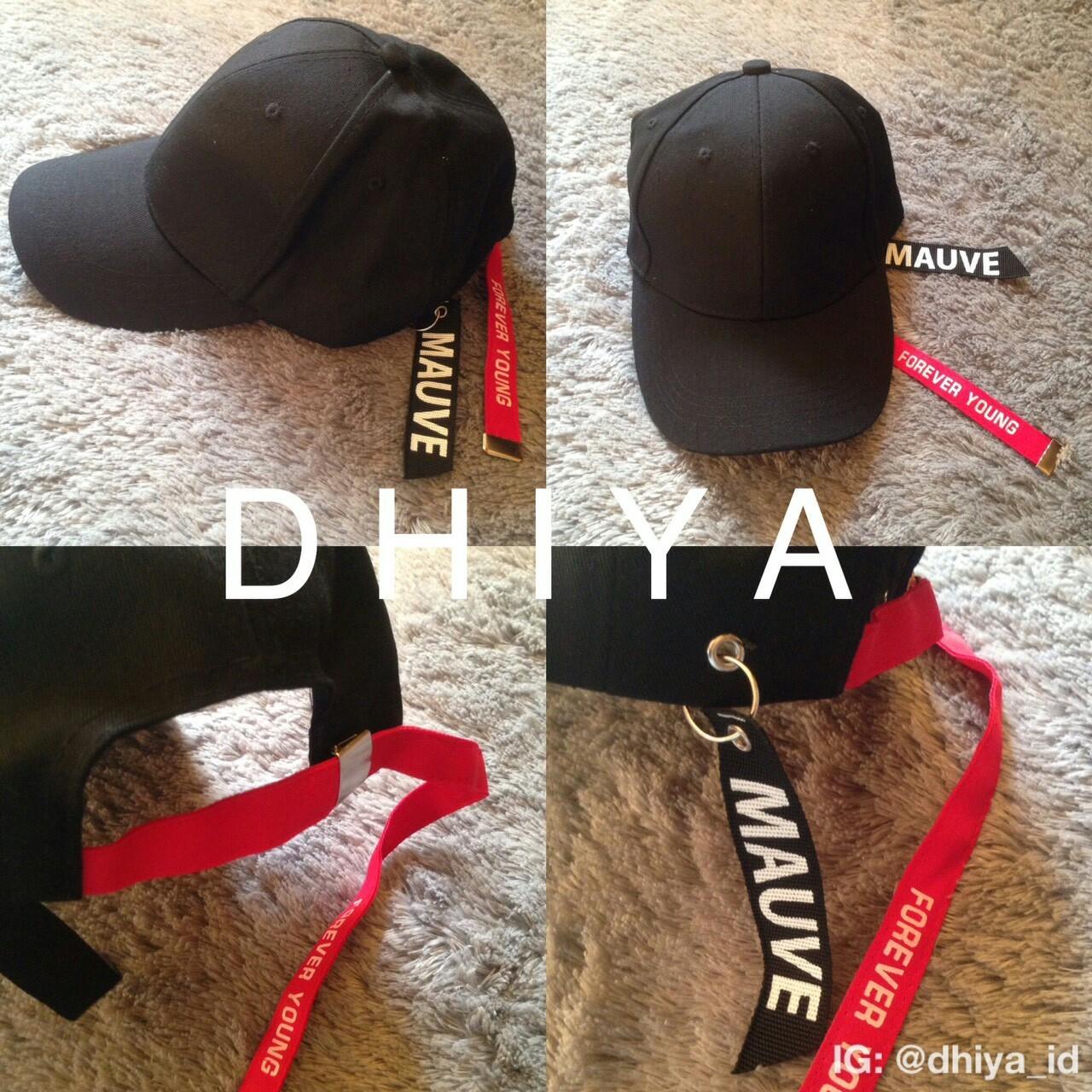 MAUVE Baseball Cap With Long Strapback Forever Young RED BLACK RING IMPORT