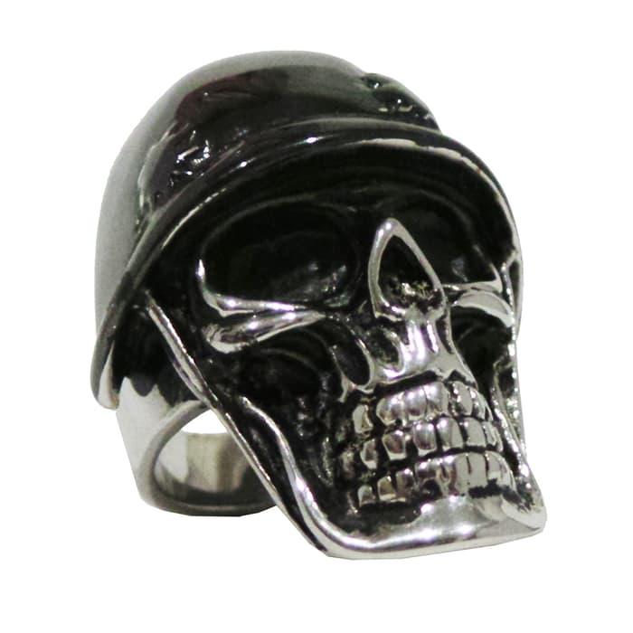 NEW PROMO Cincin Tengkorak Titanium Skullring murah Kado Uniq Dead Soldier Black
