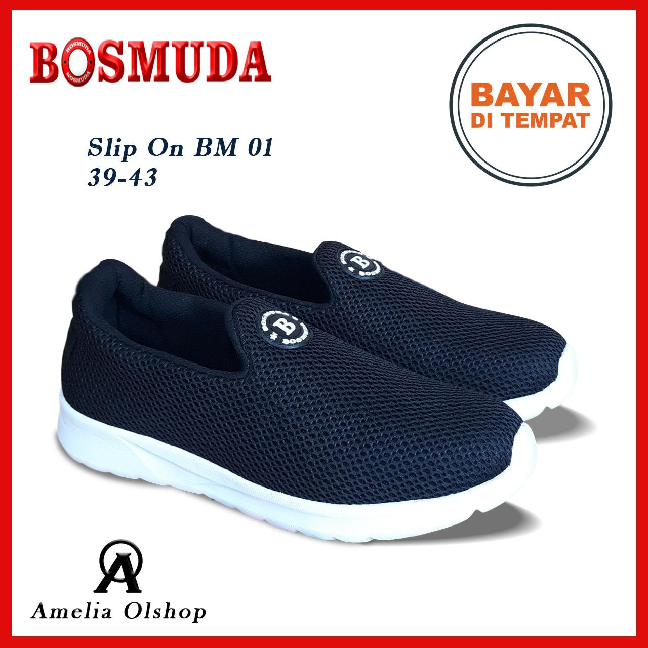 Amelia Olshop - PROMO Sepatu Slip On Pria BM 01 39-43 / Sepatu Bosmuda / Sandal slip on Cowok / Sepatu Kets Pria / Sepatu Kets Cowok/ Sepatu Slip on Pria / Fashion Pria