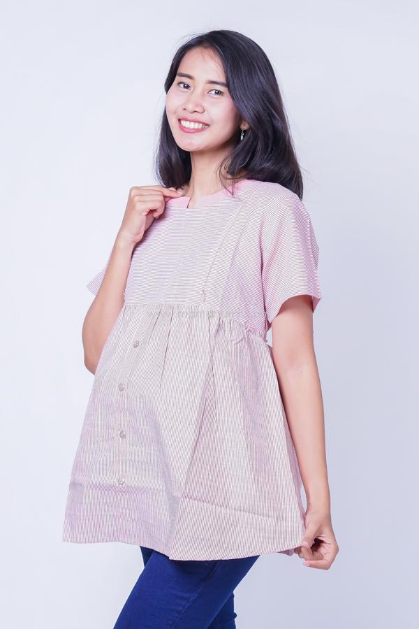 Blouse Hamil Menyusui Salur Shanghai/ Baju Murah / Baju Modern / Dress Korea / Baju Kekinian / Baju Hamil Kerja / Baju Hamil dan Menyusui / Hamil / Kehamilan / Ibu Hamil / Harga Mumer / Terbaru.