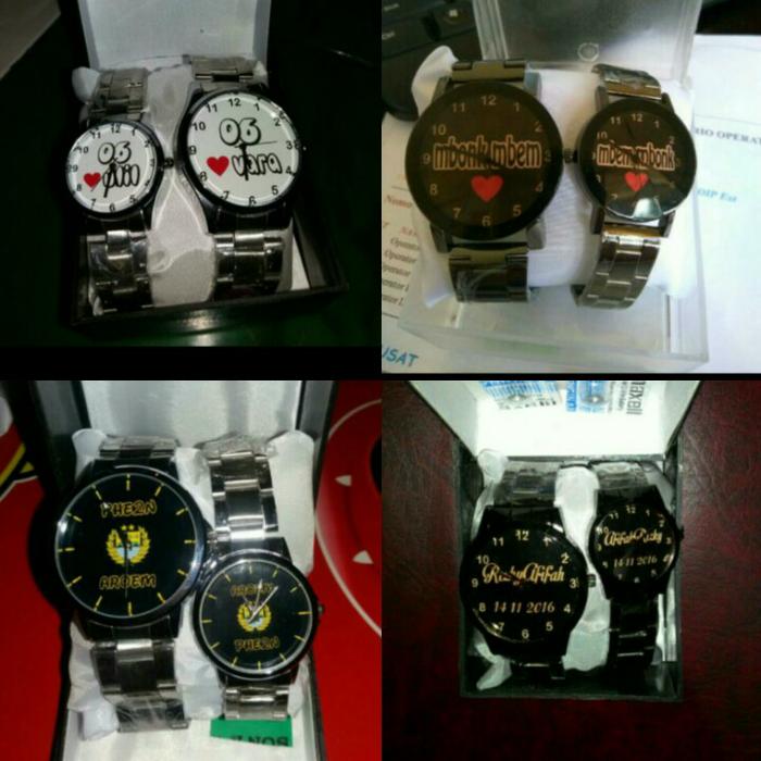 EKSKLUSIF!!! JAM TANGAN COUPLE (CUSTOM NAMA, FOTO, TULISAN) - Hitam Keren Murah Terbaru Original
