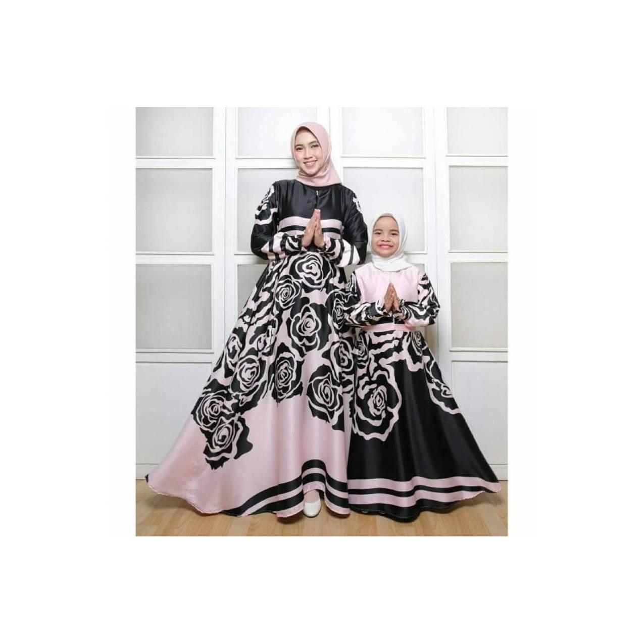 gamis syar'i abaya couple ibu dan anak katun jepang