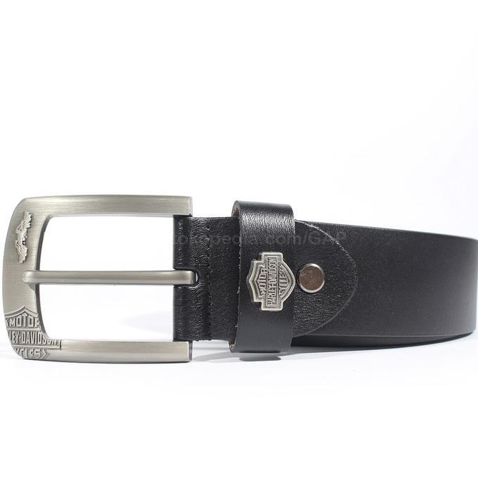 GESPER IKAT PINGGANG KULIT PRIA SELAPIS HARLEY DAVIDSON HD1 BLACK - DHFO