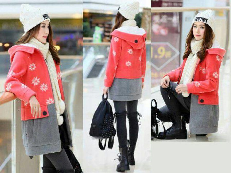 Jaket Wanita Hoodie Star Frozen Girl Red Cewek - Sweater Perempuan