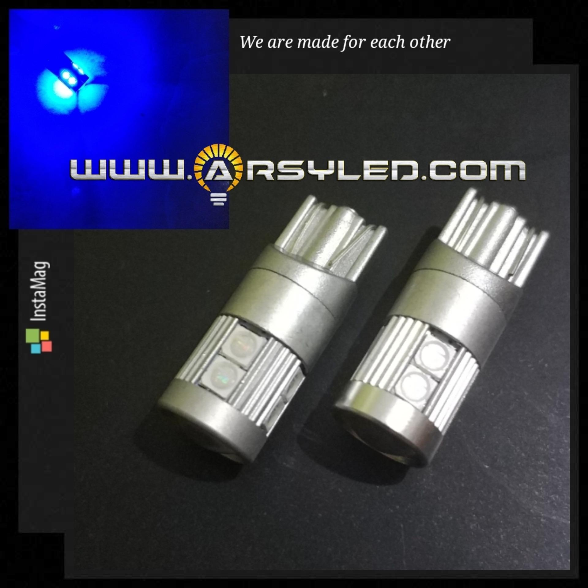 2 Biji Lampu LED T10 VLITE 9 titik 3030 Senja Sein Sen Mundur Super Bright MOTOR MOBIL ARSYSTORE BRIO MOBILIO ERTIGA AVANZA XENIA - Biru