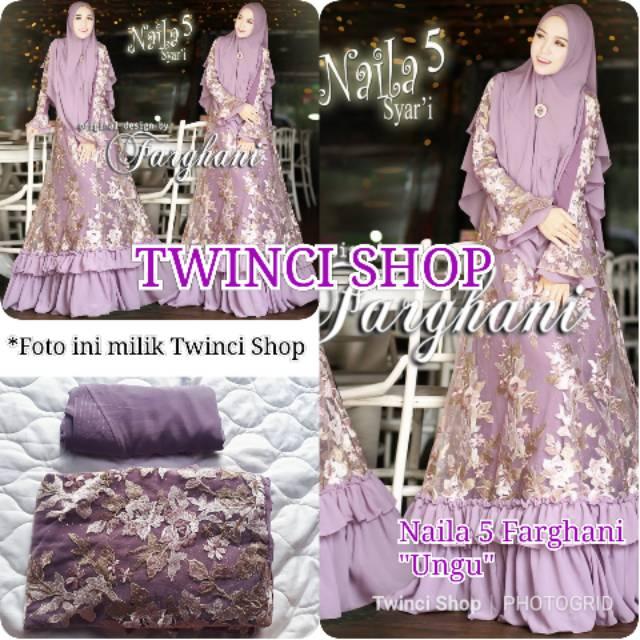 UNGU!! Naila 5 by Farghani ORI Gamis Syari Premium Pesta (Ungu)