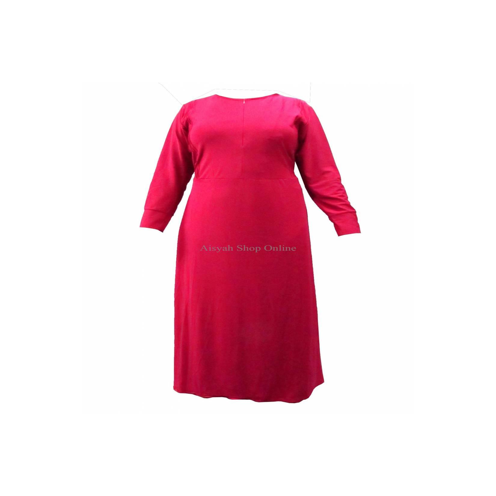 Gamis Jersey Resleting Depan - Merah muda - GMS1319 MQ91