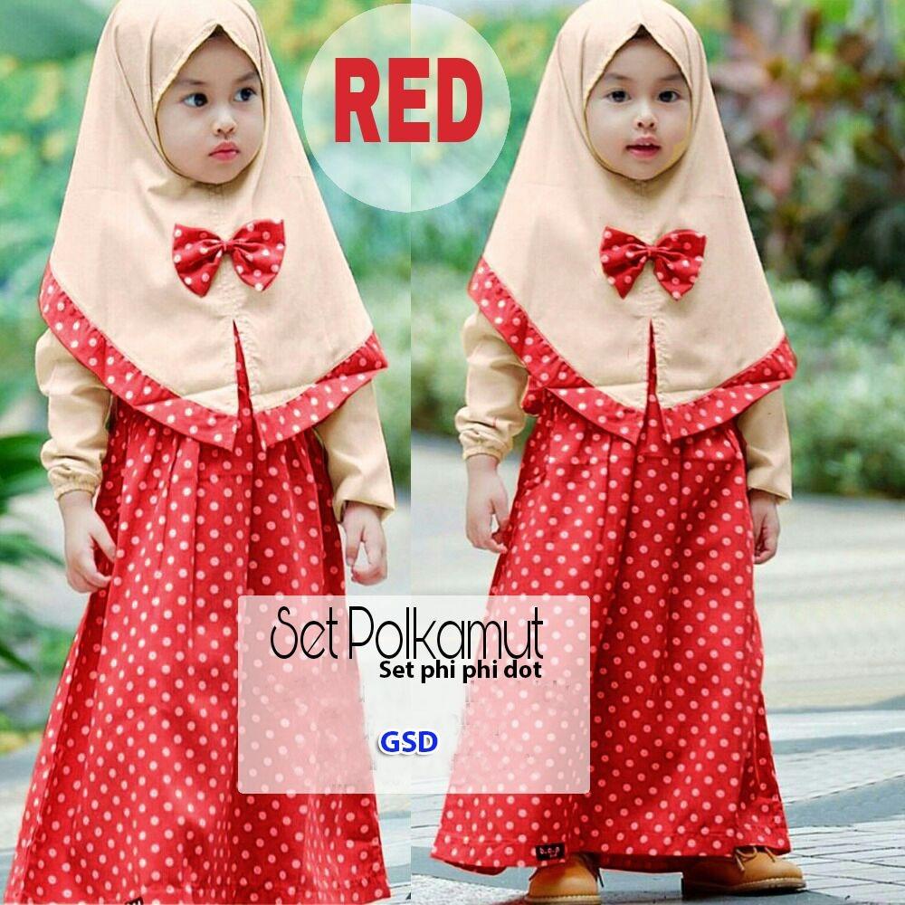 GSD-Baju Gamis Anak / Baju Muslim Anak / Baju Anak Cewek / Baju Anak / Set Phiphi Dot