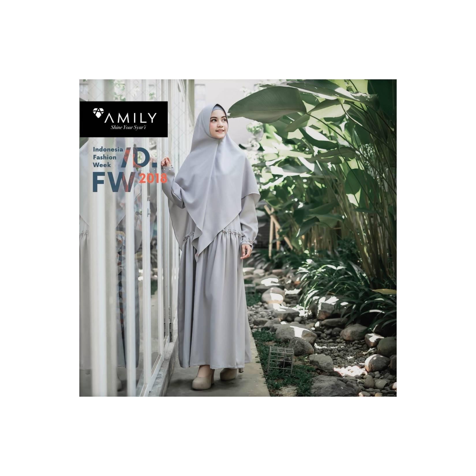 CYRA SET SILVER -dress khimar syari size M