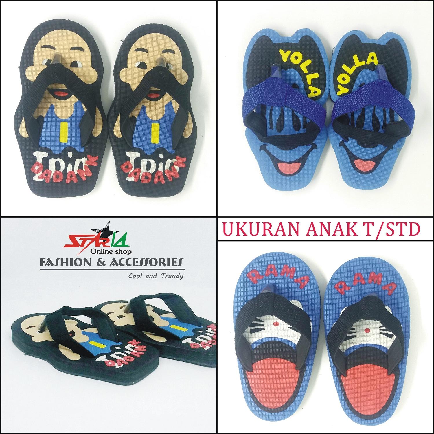 SANDAL KARAKTER REQUEST MODEL SESUKA KITA (ANAK TINGGI STANDAR) / sepatu baju sd tk paud balita bayi pantople sal kantor jas nu jasket syeker mania gus azmi sagofa sagogah kaos distro nu sarung polos seragam batik gamis joger celana peci sufi cak nun