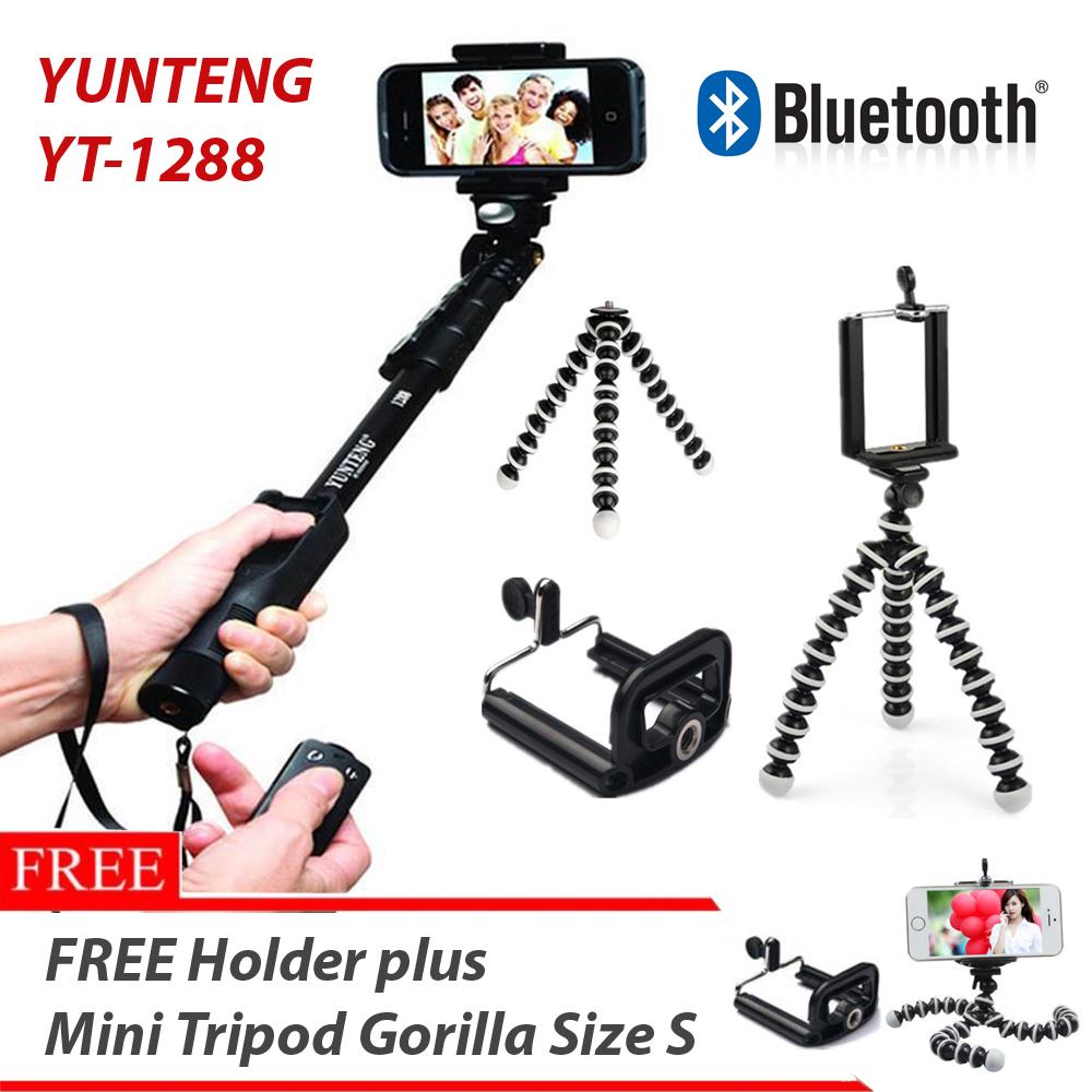 Yunteng Selfie Tongsis Bluetooth YT-1288 PLUS TRIPOD GORILLA PLUS Holder U FAK-2450 - HITAM