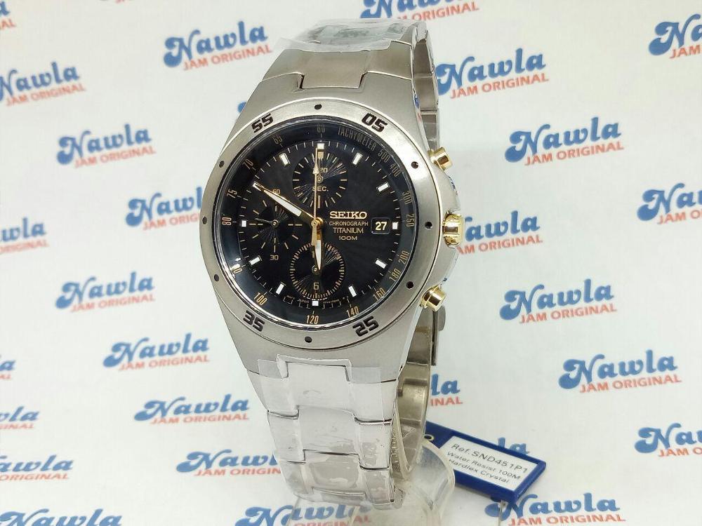 Seiko Quartz SND451P1 Chrono Titanium Bracelet - Jam Tangan Pria SND451 Best N2jt