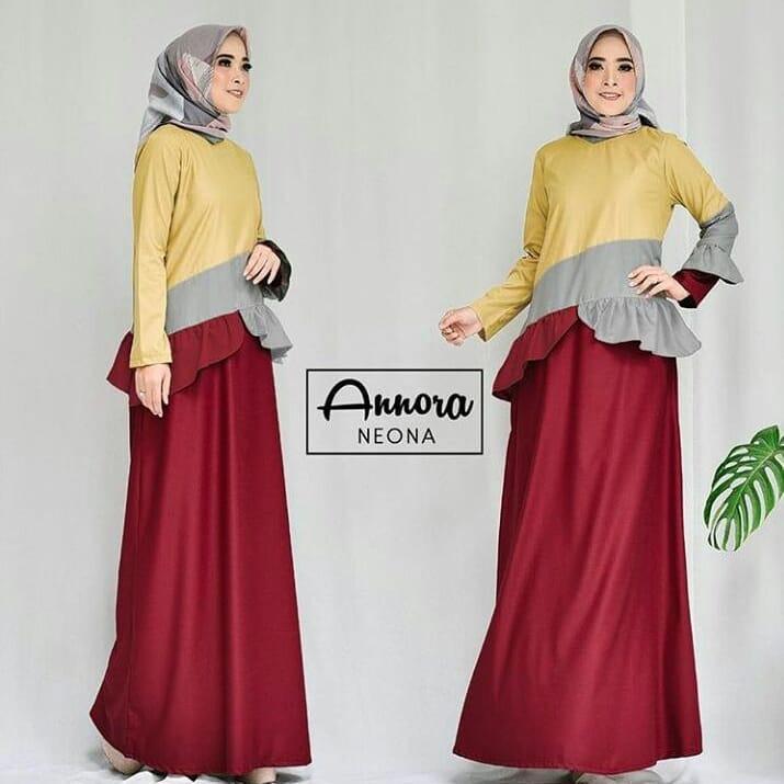 Baju Original Annora Dress Balotely Gamis Muslim Modern Maxy Gaun Rok Panjang Wanita Muslimah Simple Trend 2018