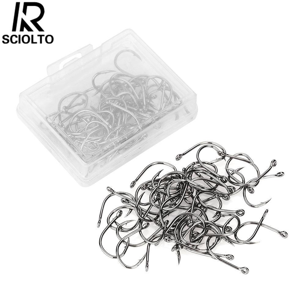 Sciolto Olahraga Sungai Laut Memancing Kait Gesper Hanger Umpan Alat Pancing Karbon Baja Hitam Kotak Paket-Internasional