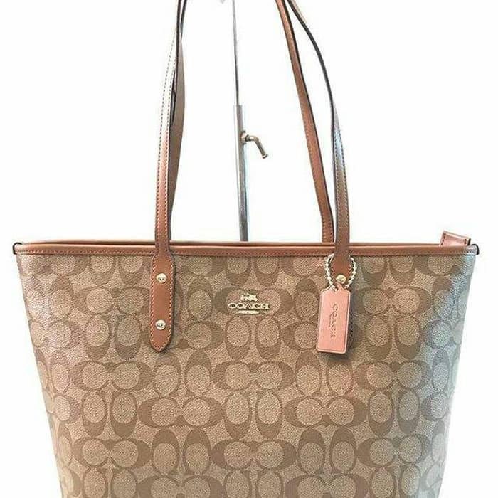 HARGA DISKON!!! Tas Coach Zip Tote City Signature Saddle Brown. Tas Coach Original - bW9uMY