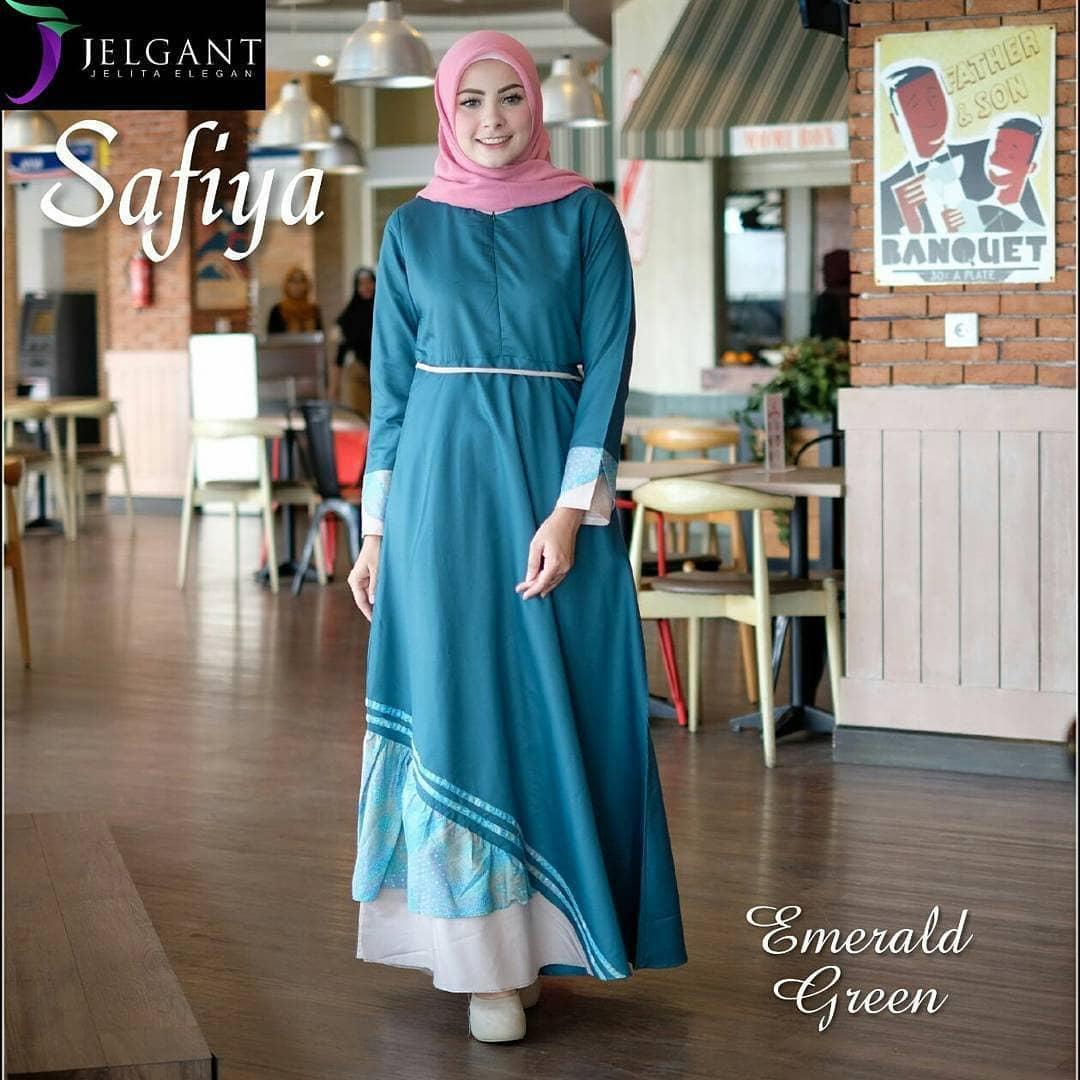Busana Wanita Muslim Model mal SAFIYA DRESS Bahan Balotely Mix Katun Motif yang Modis Trendy dan Elegant